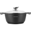 Suppenauflauf aus Marmor - mit Glasdeckel schwarz - 28 CM