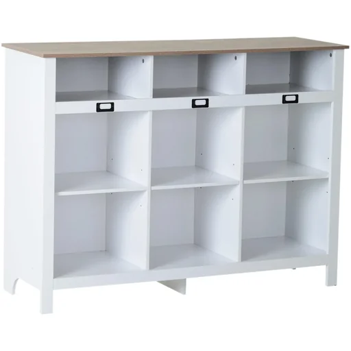 "Bücherregal Bücherschrank Aktenregal Standregal Anrichte 9 Fächer Retro Vintage höhenverstellbar Holz 120 x 40 x 90 cm image"