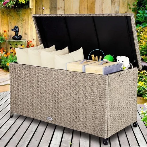 "Gartenbox - Aufbewahrungsbehälter creme 122x56x61cm mit Rädern image"