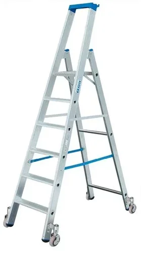 "Stufen Stehleiter Alu 7 Stufen Leiter fahrbar image"