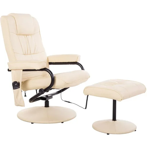 "Massagesessel mit Hocker, Vibrationsmassage und Wärmefunktion creme image"