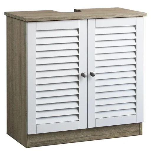 "Waschtisch-Unterschrank mit Aussparung 60 x 30 x 60cm weiß-braun image"