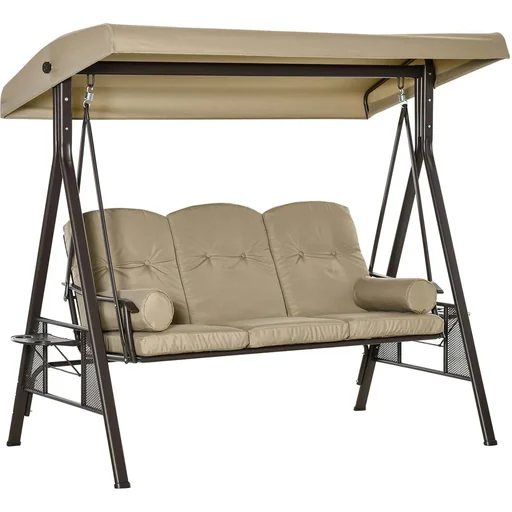 "3-Sitzer Hollywoodschaukel mit Sonnenschirm Taupe 116 x 206 x 183 cm image"