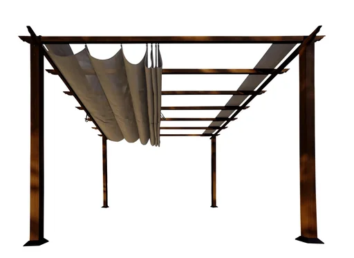 "Outdoor-Pavillon „Florida“, Holzoptik - verstellbares Sonnensegel image"