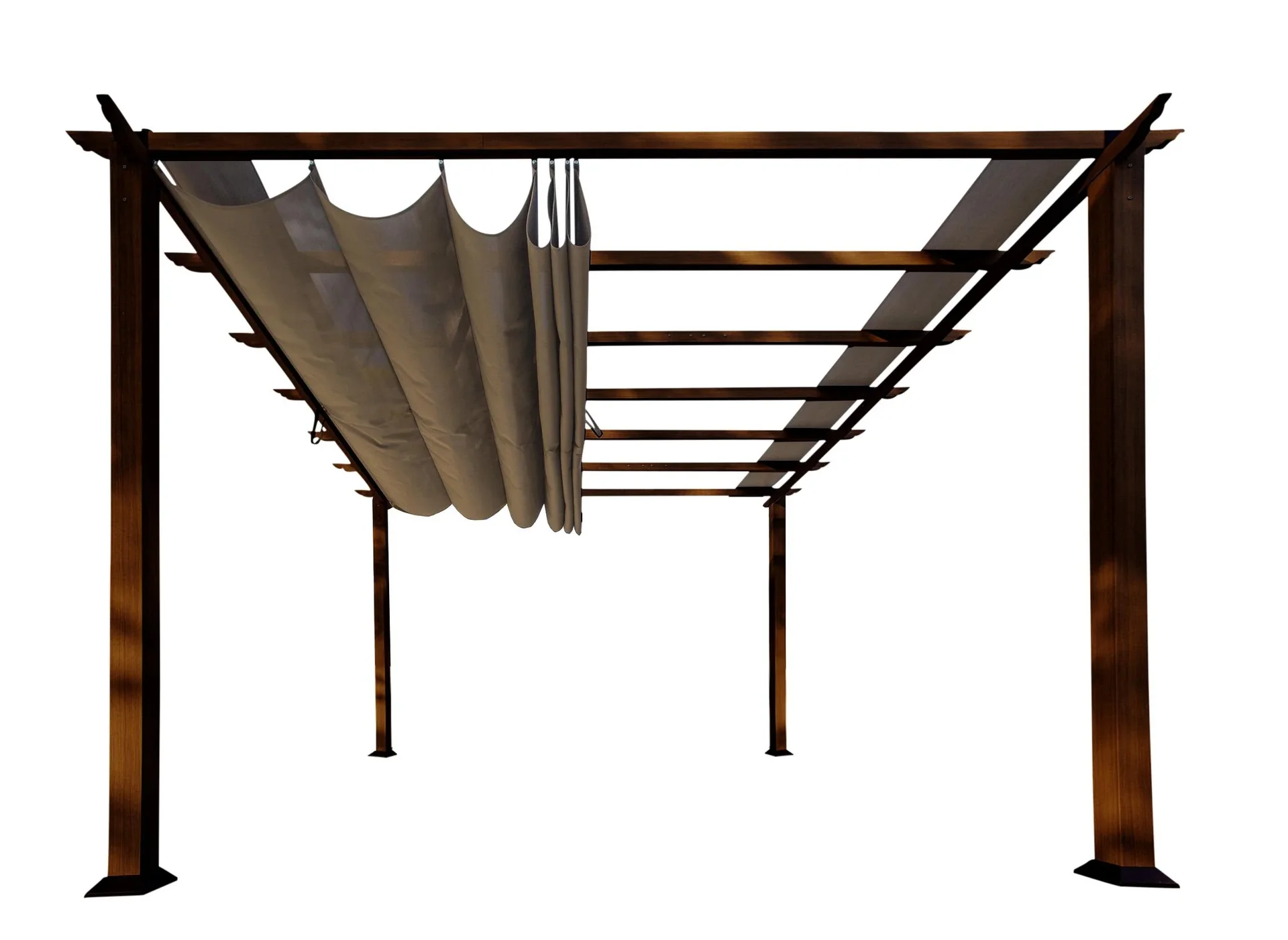 "Paragon Outdoor Outdoor-Pavillon „Florida“ Dunkelbraun, Holzoptik - verstellbares Sonnensegel image"