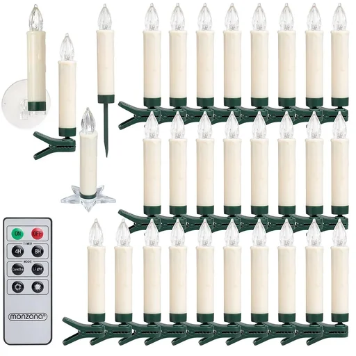 "LED-Weihnachtsbaumbeleuchtung - Christbaumschmuck - Kerzen - 30er Set Warm White mit Fernbedienung image"