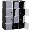 Kleiderschrank Garderobe Garderobenschrank Regalsystem mit Kleiderstange 2+6 Würfel aus PP Schwarz+Weiß 111x47x145 cm