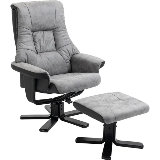 "Relaxsessel mit Hocker, Fernsehsessel, Polstersessel, Liegesofa, 360° drehbar, 135° neigbar, Grau, 78 x 82,5 x 109 cm image"
