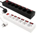 6fach schwarz Steckdosenleiste Überspannungsschutz