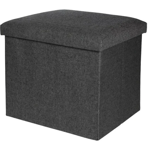 "NL Aufbewahrungsbox / Fußhocker - Fußhocker mit Ablage - 38 x 38 cm - Baumwolle - Schwarz image"