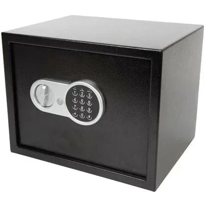 "Elektronischer Tresor mit digitalem Code und Notfallschlüssel, geräumiger Stahl-Geldschrank mit weichem Innenraum und herausnehmbarem Regal, sicherer Mini-Tresor für Schmuck, Dokumente und Bargeld, 30x38x30 cm image"