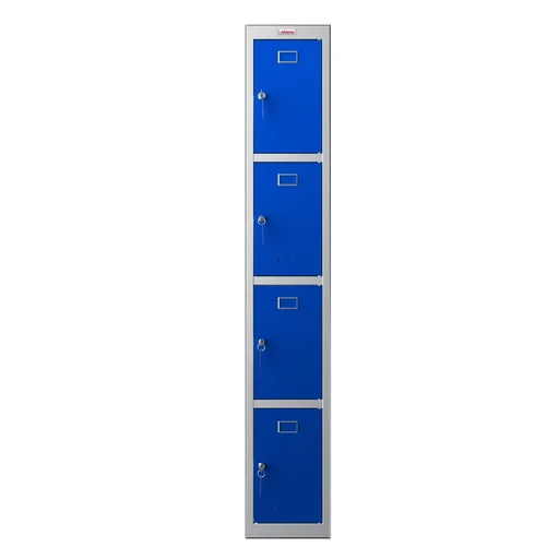 "Schließfach-Spind PL-Serie - 4 Türen mit Schlüsselschloss, grau-blau image"