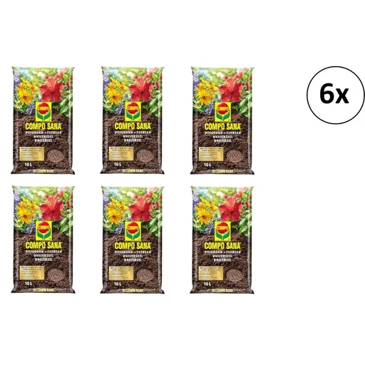 "Sana 6 Stück 10L Blumenerde - Universal - 100 Tage Betrieb image"