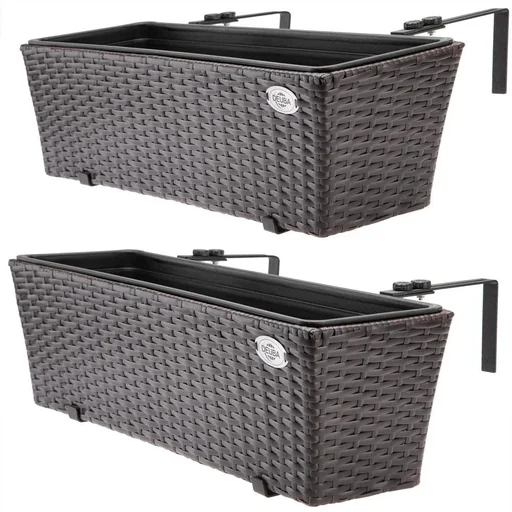 "Polyrattan Pflanzgefäß - 2er Set - Braun image"