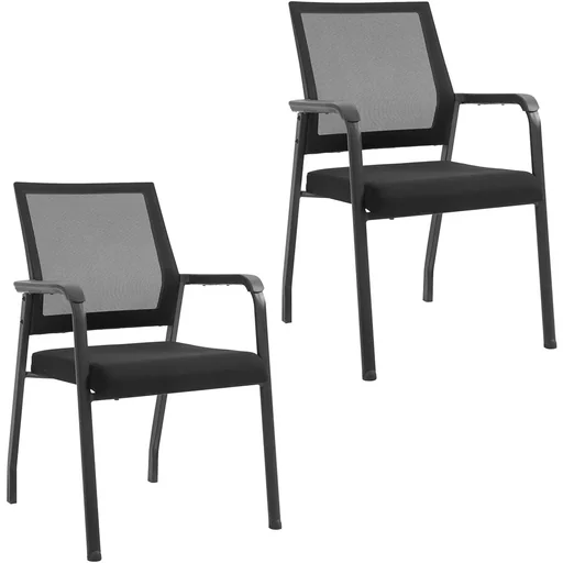 "Besprechungsstuhl, Konferenzstuhl, Besucherstuhl, 2er Set Ergonomischer Bürostuhl mit Fußmatten, stapelbar, Netz Bezug, image"