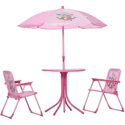 4 Stück Kindermöbel Set Gartentisch 2 Klappstühle Sonnenschirm Camping Kindersit