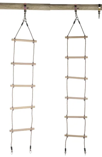 "Strickleiter mit 5 Holz-Sprossen und 4 Ringen für eine Schaukel - Höhe von 2,65 m image"