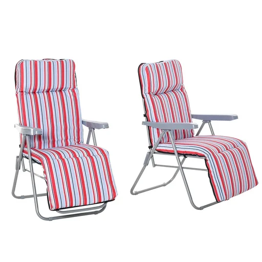 "2er-Set Liegestuhl Set mit Kissen klappbar Sonnenliege 5 Stufen verstellbarer Rückenlehne Gartenliege Gartenmöbel Set St image"