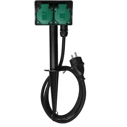 "Außensteckdose - 2-fach - IP44 - Stifterdung - Auf Erdspieß image"