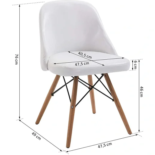 "2er-Set Relaxsessel Loungesessel Cocktailsessel Polstersessel Stuhl PU + Metall + Buchenholz Weiß 49 x 47,5 x 76 cm image"