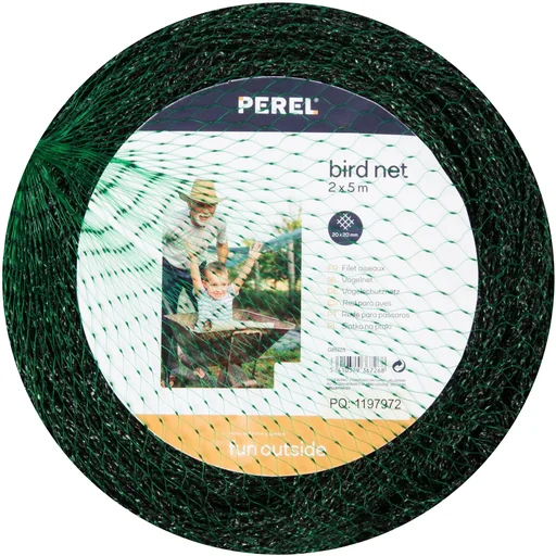"Vogelschutznetz 2x5 m, grünes Vogelschutznetz mit 20 mm Maschenweite, leichtes Polyester-Pflanzennetz für Obstbäume, Gemüse, Sträucher und Teiche, Gartennetz gegen Vogelschäden image"