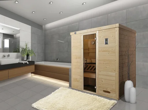 "Design-Sauna KEMI 4 mit Glastür image"