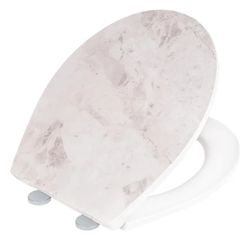 "Premium WC-Sitz White Marble mit Relief, aus antibakteriellem Duroplast, mit Absenkautomatik image"
