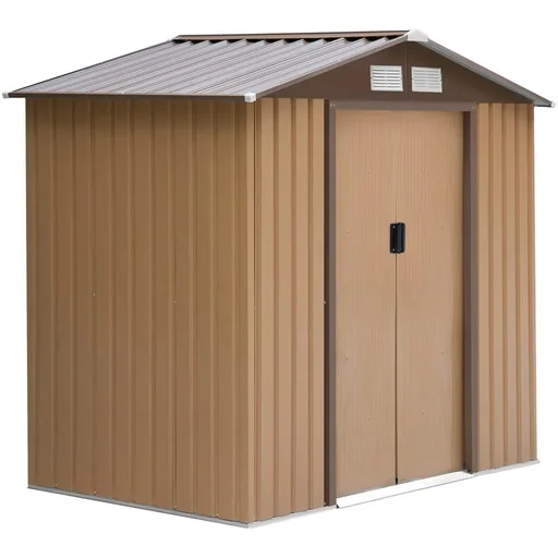 "Geräteschuppen mit Bodenplatte Metall Gelb L213 x B130 x H185 cm image"