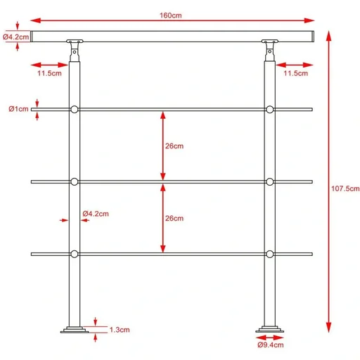 "Handlauf - Edelstahl - 160 cm - 3 Pfosten image"