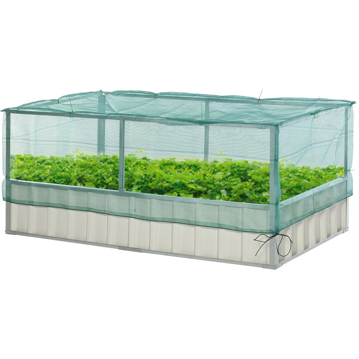 Gartenbeet mit Netzabdeckung weiß/grün