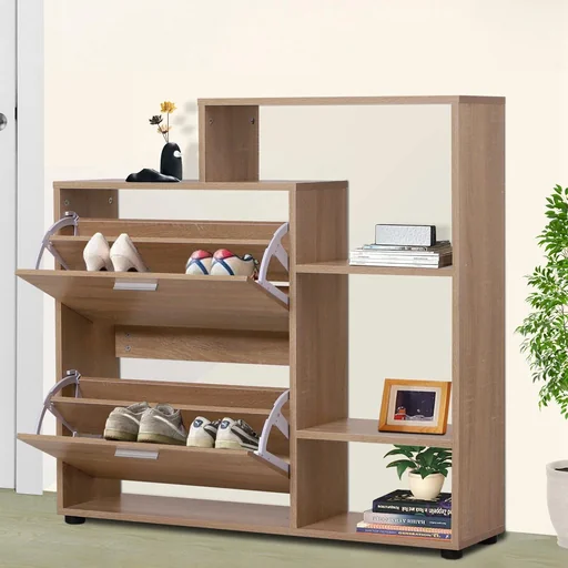 "Schuhkipper Schuhschrank Schuhregal Schuhkommode Aufbewahrungsschrank 2 Klappen 20 Schuhe image"