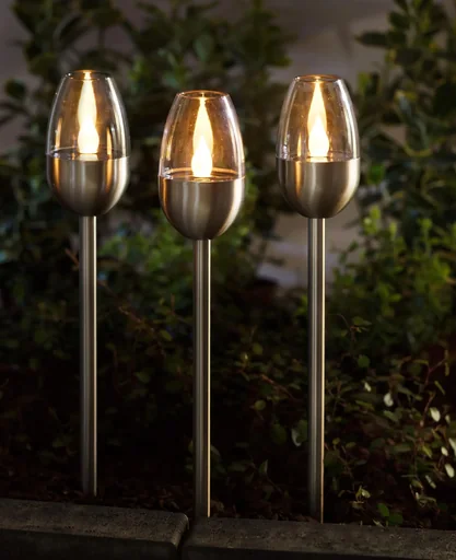 "Solar Edelstahl Gartenfackeln - 3 Stück image"