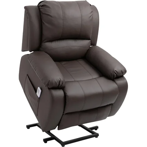"Massagesessel Aufstehhilfe, Relaxsessel, Fernsehsessel mit Massagefunktion, Liegefunktion, Stahl+Holz+PU+Schaumstoff, Br image"