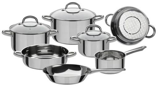"Topf-/ Pfannenset "Montreal", Silberfarben, Edelstahl, 10-teilig image"