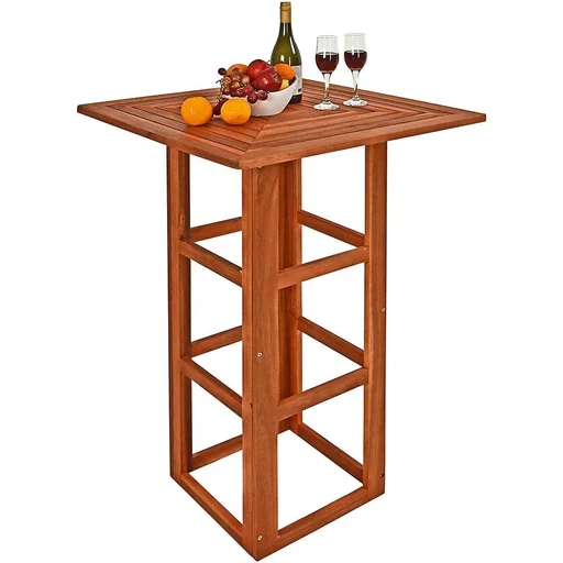 "Stehtisch aus Akazienholz 75x75x110cm mit Schirmloch image"