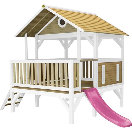 "Meeko Spielhaus Braun/Weiß - Lila Rutsche image"