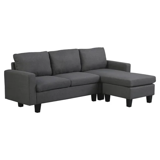 "Ecksofa Stoffsofa Eckcouch Couchgarnitur mit Chaiselongue L-Form Leinen Grau image"