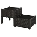 2-teiliges Hochbeet in Rattan-Optik dunkelbraun