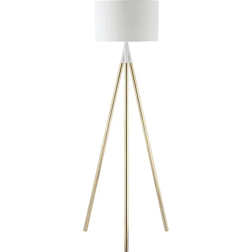"Stehlampe Wohnzimmer Tripod Stehleuchte 40W moderne Standleuchte mit E27 Fassung Metallfuß für Schlafzimmer Büro Weiß+Go image"