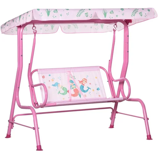 "Kinderschaukel - mit Dach - Rosa - 110 x 74 x 113 cm image"