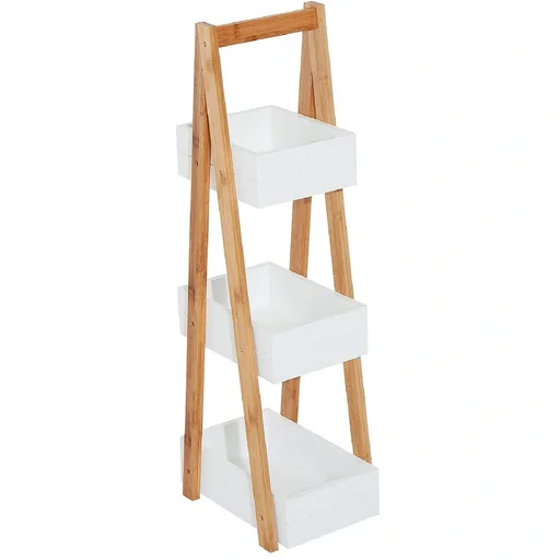 "Badregal Treppenregal Regal 3 Ebenen Weiß L21 x B30 x H81 cm image"