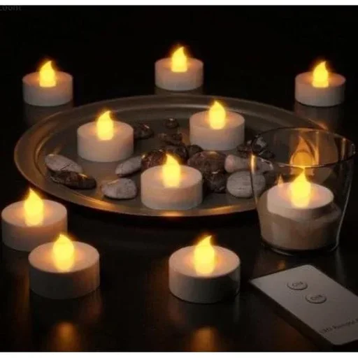 "Flackerndes LED-Teelicht warmweiß mit Fernbedienung - 10 Stück - Weiß image"