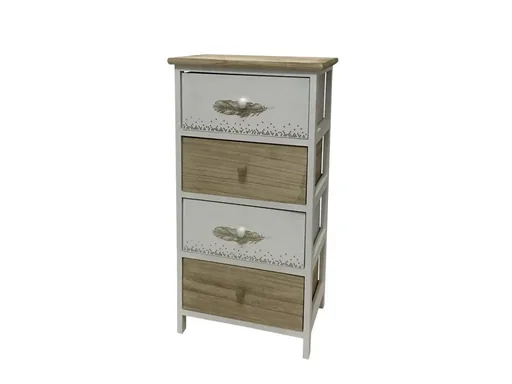 "Kommode aus Holz mit 4 Schubladen weiss und Natur image"