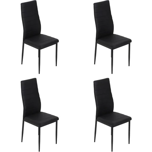 "4er-Set Esszimmerstuhl Küchenstuhl Luxus Polsterstuhl Hochlehner Kunstleder + Metall Schwarz 51 x 41 x 97 cm image"