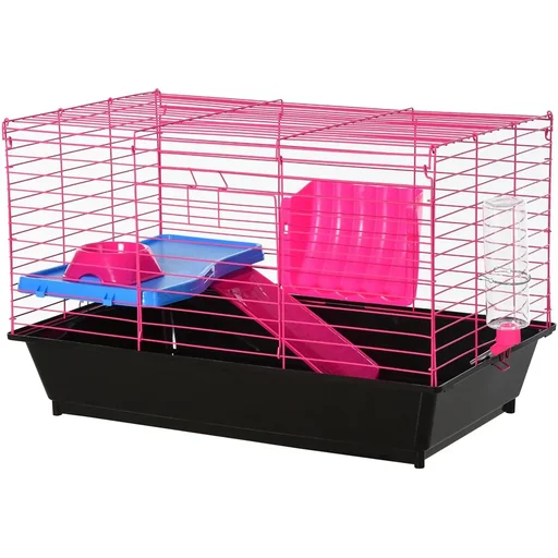 "Kleintierkäfig mit Zubehör blau/pink image"