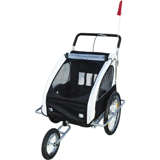 "2 in1 Kinderfahrradanhänger / Jogger weiß-schwarz image"