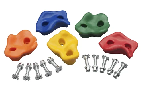"Klettergriffe bunt 5 Stück in der Größe M zur Befestigung mit 2 Löchern image"