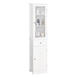 Badezimmerschrank, Badschrank, Vitrine, Küchenschrank mit Schublade, Regale, MDF