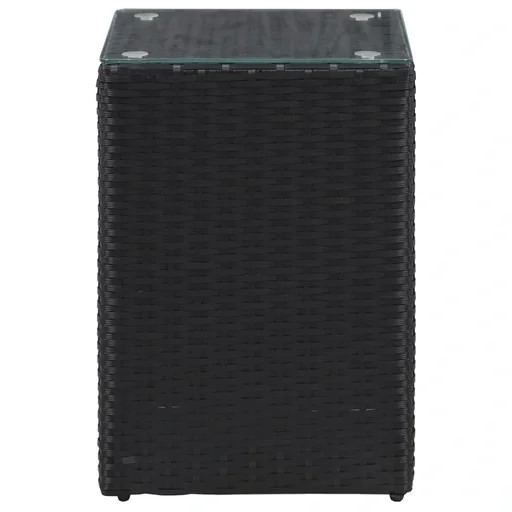 "3-teiliges Beistelltisch-Set mit Glasplatte poly rattan schwarz image"