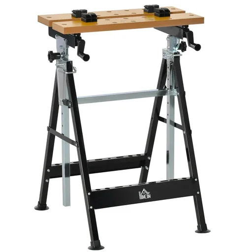 "Werkbank mit Winkeleinstelltabelle Werktisch Arbeitstisch Arbeitsplatte höhenverstellbarer Tisch Eisen MDF Beige + Schwa image"